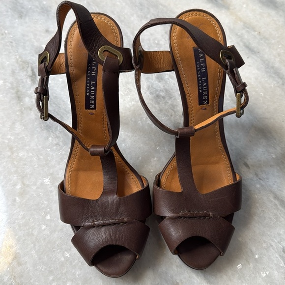 Vintage Ralph Lauren Purple Label Leather T-Strap Heel - 38.5 - Picture 2 of 7